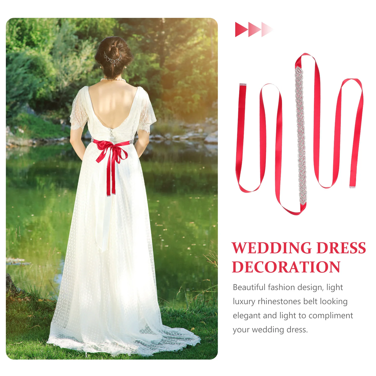 Bridal Rhinestone Belt Shiny Bride Accessory Fashion Design Lightweight Durable Wedding Engagement Gift Wedding Belt