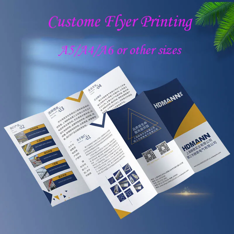 Custom Flyer Booklet Brochure Print Any Size Design Full Color Coated Paper Leaflet Double Free Sample Tri-Fold Special Folder