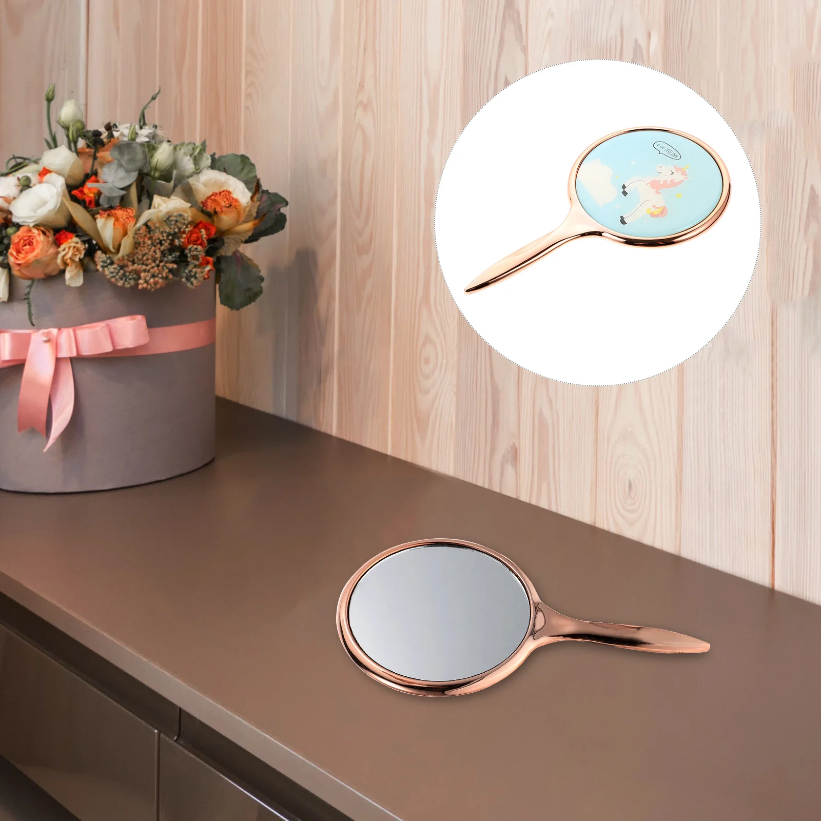 مرآة مستحضرات التجميل المحمولة المحمولة خفيفة الوزن للسفر للنساء والفتيات وإكسسوارات المكياج الأنيقة #4