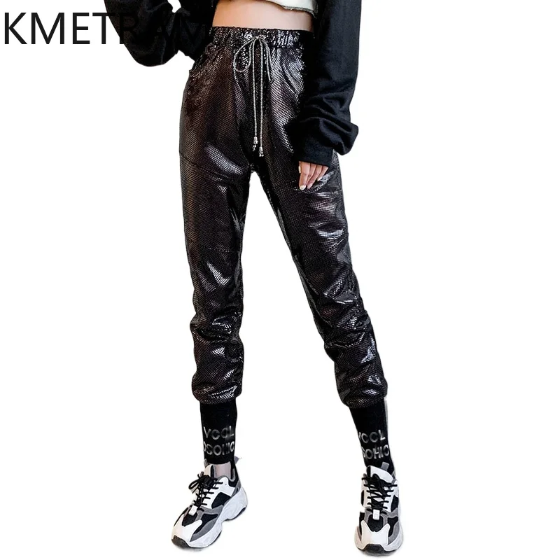 KMETRAM Real Sheepskin Pants Autumn Winter Trousers Genuine Leather Harem Pants Women Clothing High Waist Pantalones Casuales