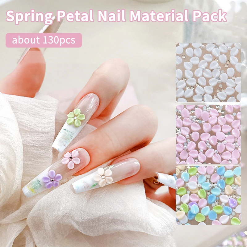 

Красочные сладкие лепестки цветов со стразами и жемчугом, мягкая резьба, роза, камелия, 3D смола, украшения для дизайна ногтей, аксессуары для маникюрных инструментов