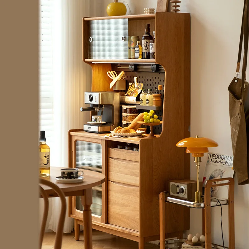 Szafka boczna do jadalni z litego drewna, modna i prosta szafka na herbatę, szafka wysoka do montażu przy ścianie, szafka domowa.