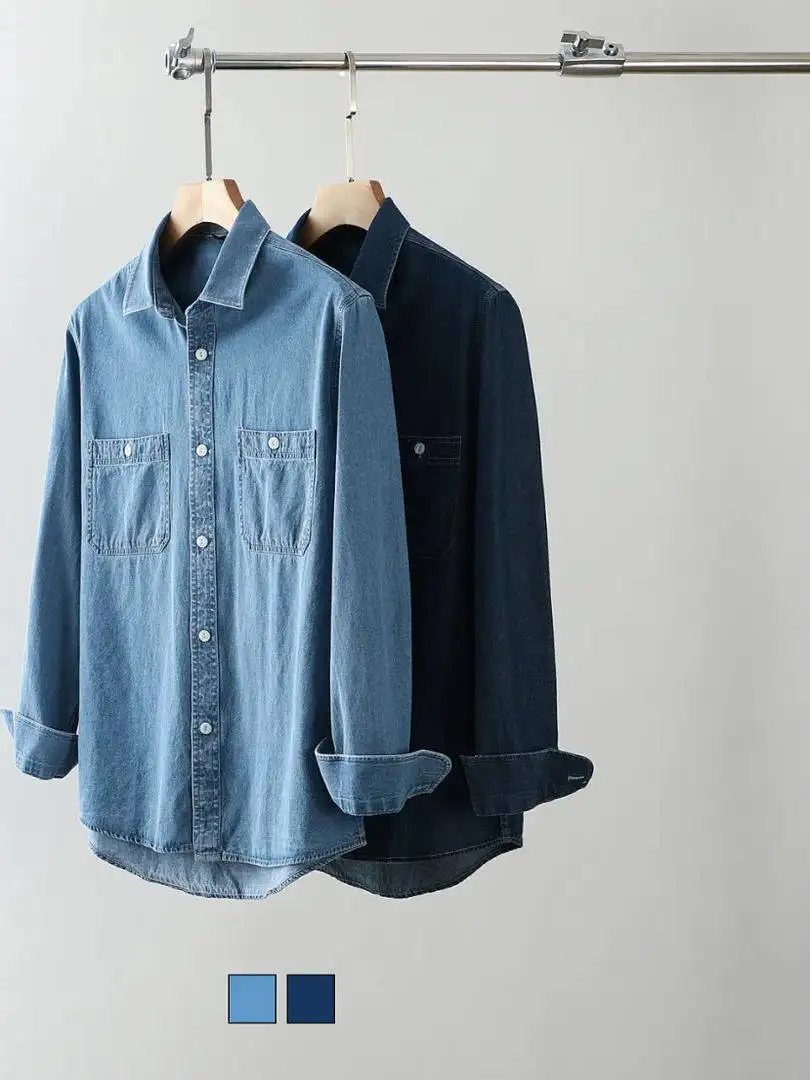 

Men's Denim Long Sve irt Pure Cotton Busin Commuter Spring Autumn Sle Casual Loose Fit Faionable Collar irt