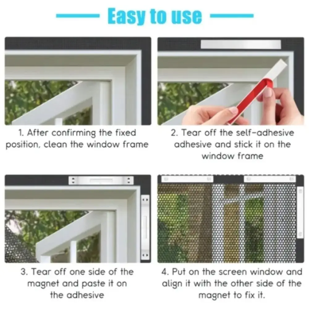 Rust-proof Magnetic Window Screen Clip Magnetic Punch Free Magnetic Screen Clip Pack Of 24 Nail Free Magnetic Strips Doors