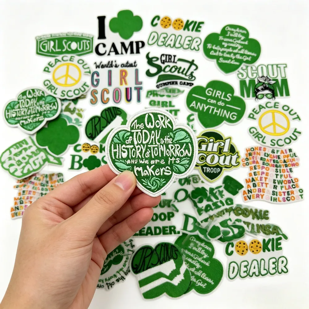 

Green Letters Embroidery Patch DIY T-shirt Craft Backpack Decoration Repair Accessories Iron on Patch Applique Sticker Sewing