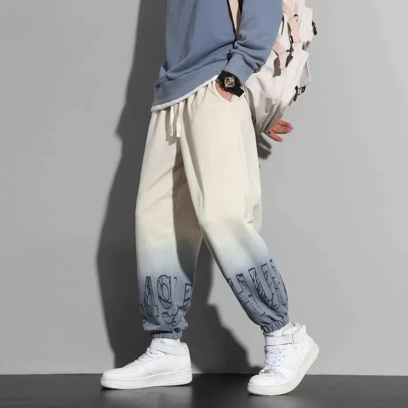 

Hip-hop Male Sports Pants Summer Grey Men's Sweatpants Cropped Trousers Thin Retro Big Size Y2k Baggy Korean Popular Clothes Gym