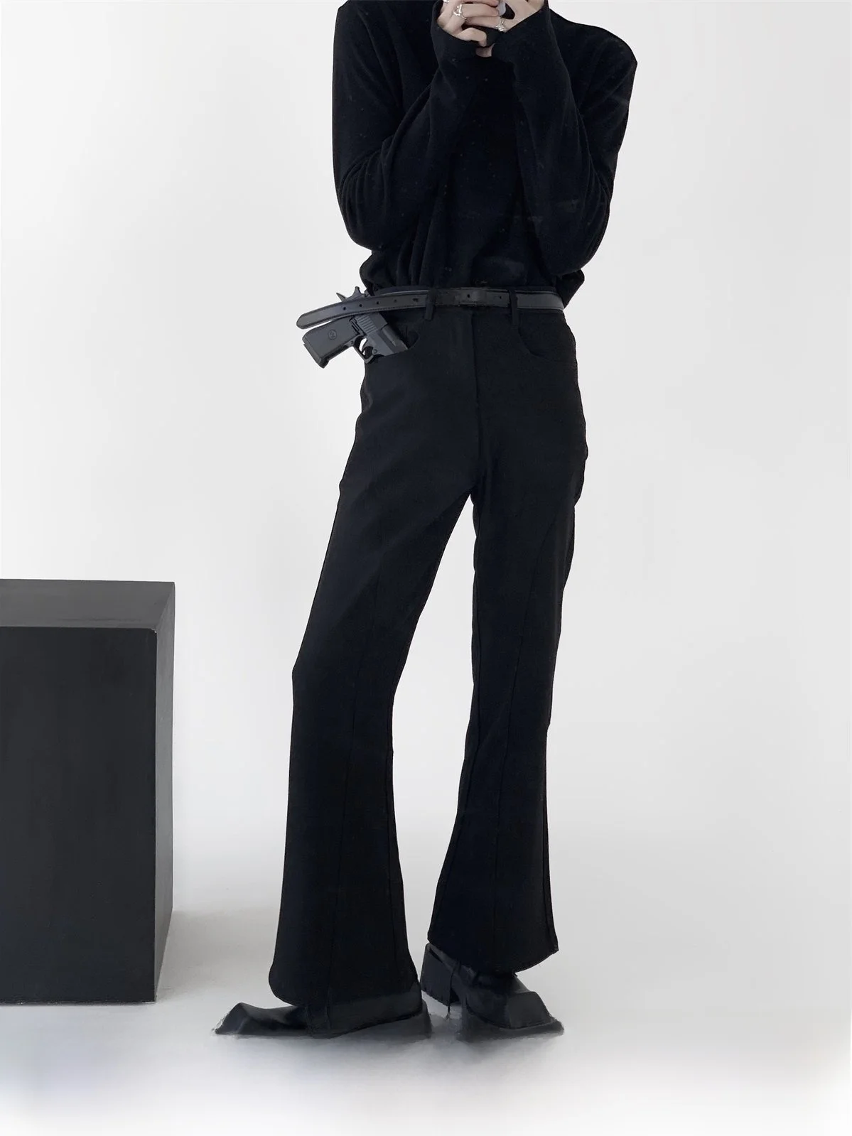 Fall Mountain Wind Men's High Street Straight Leg Pants Draping Micro Flared Clean Fit Korean Style Pure Color Casual Trousers