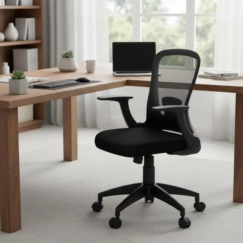Ergonomischer Bürostuhl aus Netzstoff mit verstellbarer Rückenlehne – Schwarz
