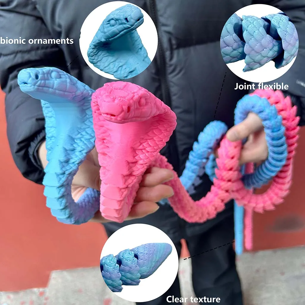 3D printed cobra statue, flexible 3D printed animal, Valentine's Day, couples, 130cm/51.18in, 90cm/35.43in, 60cm/23.62in