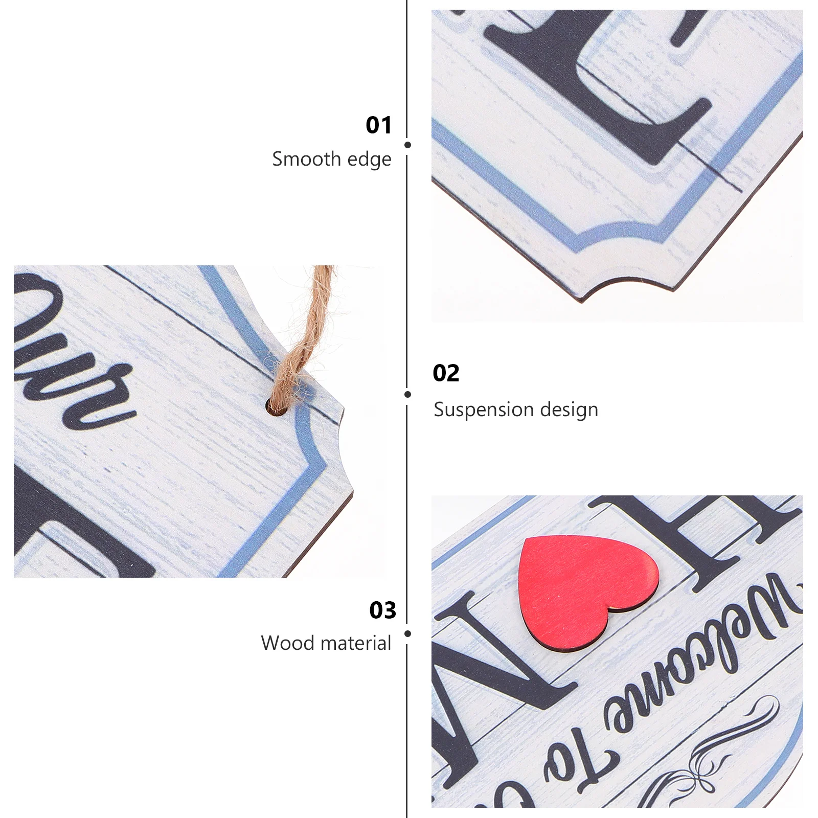 

1Pcs Wooden Welcome Board Pendant Hanging Decoration Light Grey Home Door Party Ornament Creative Wall Hanging Decor