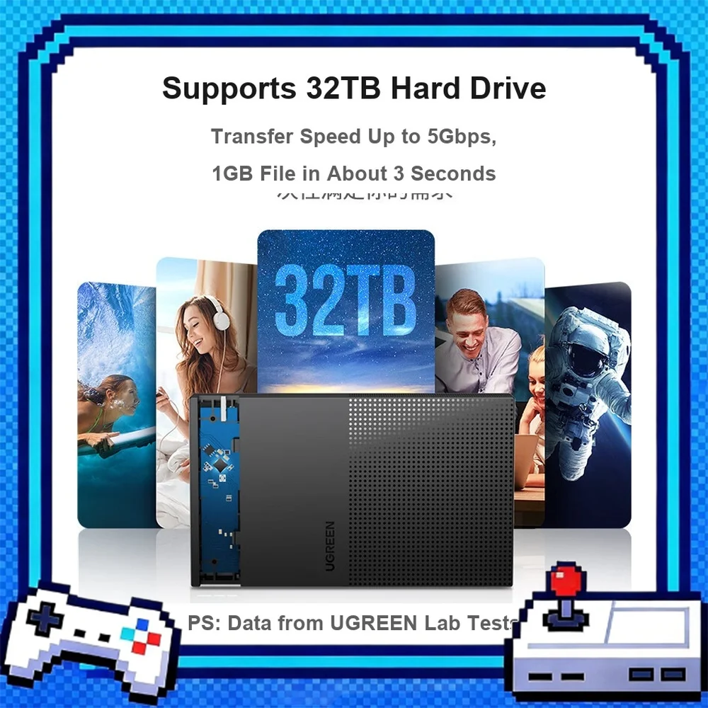 UGREEN CM472 Docking Station Adapter USB 3.0 2.5/3.5 Inch SATA External Hard Drive Enclosure 5Gbps 30729.