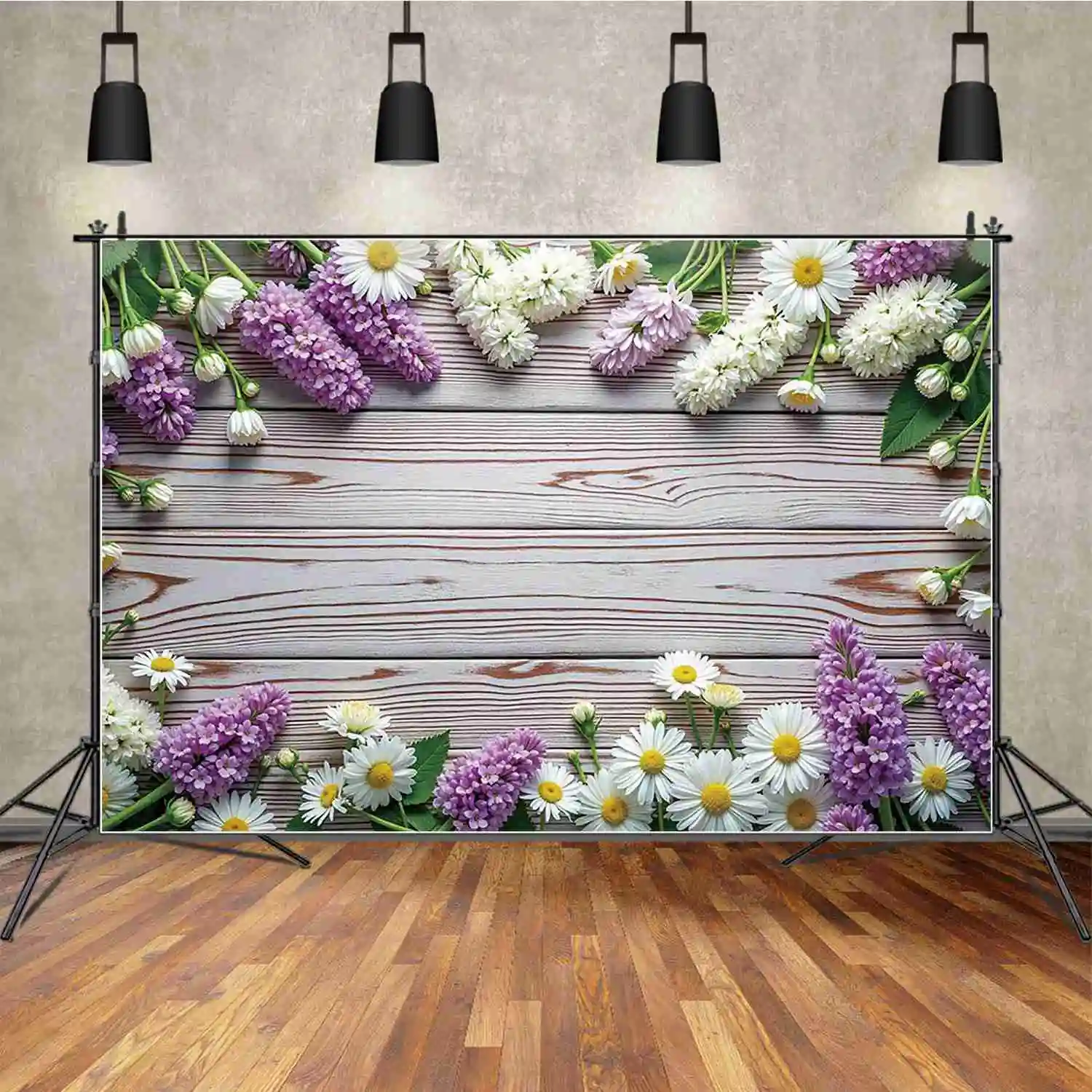 MOON.QG Spring Wooden Plank Background Wood Board Tulip Easter Photocall Backdrop Food Product Event Photography Studio Supplies