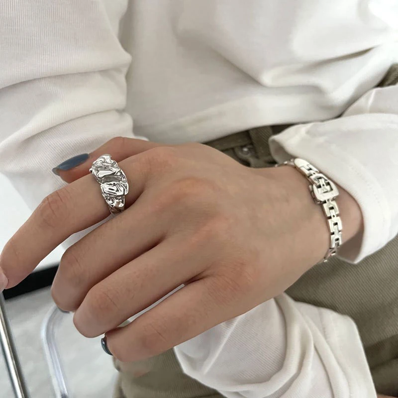 XIYANIKE Summer Irregular Lava Cuff Finger Rings For Women Girl Hip Hop Fashion New Jewelry Friend Gift Party anillos mujer