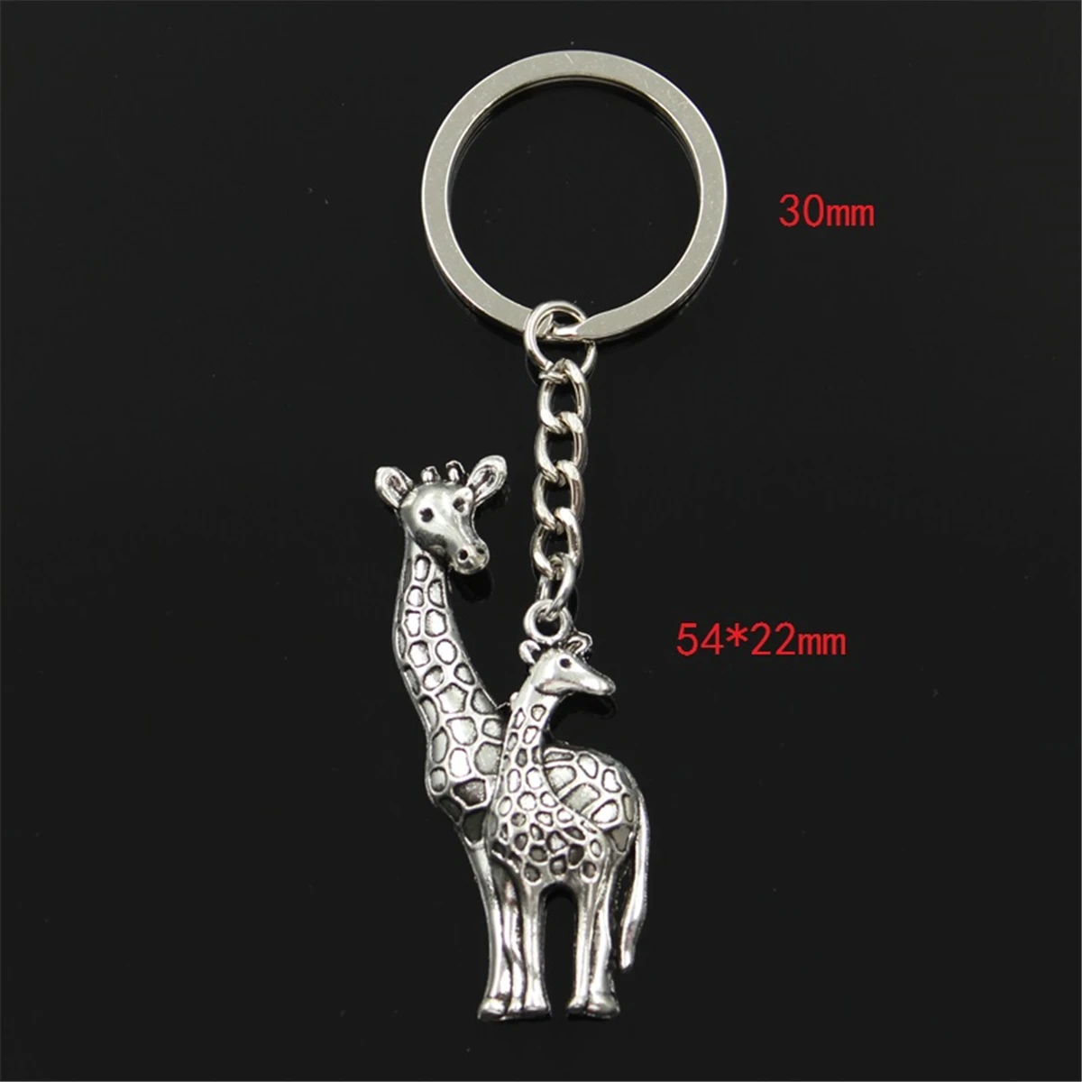 New Fashion Keychain 54x22mm Mother & Child Giraffe Deer Pendants DIY Men Silver Color Car Key Chain Ring Holder For Gift