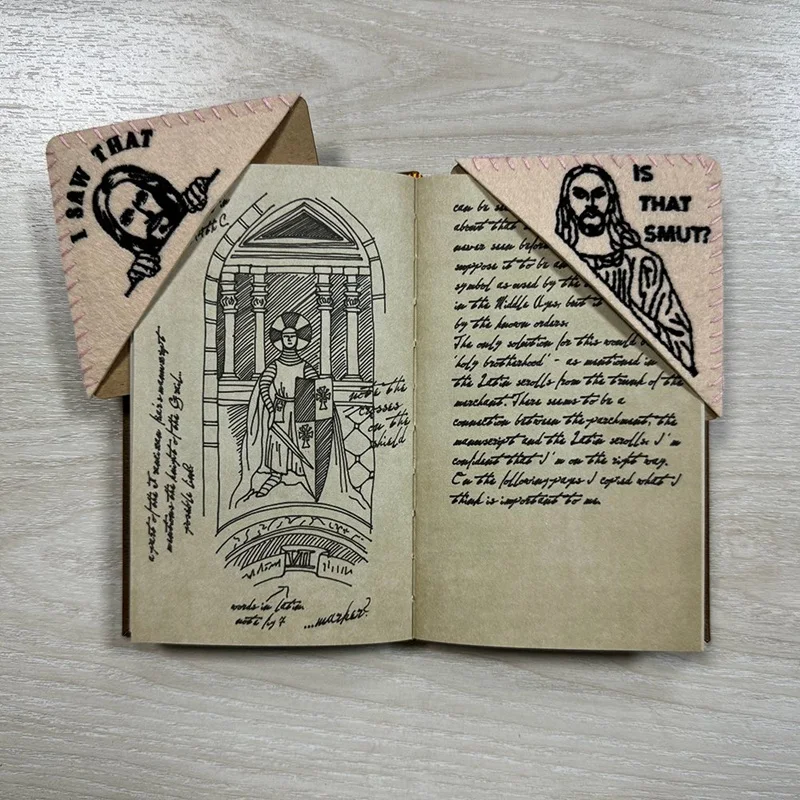 Marcapáginas de esquina cosido con página triangular de fieltro bordado de Jesús, regalo de amante de libros, regalo del día de Pascua