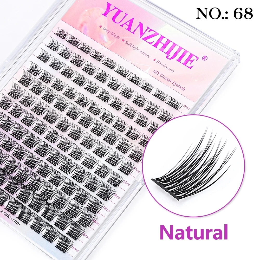 YUANZHIJIE DIY 120 STKS Cluster Wimpers 3D Natuurlijke Bos 8-16mm D Krul Gesegmenteerde Beam Individuele Nertsen getufte Wimper Fijne Lash Tip
