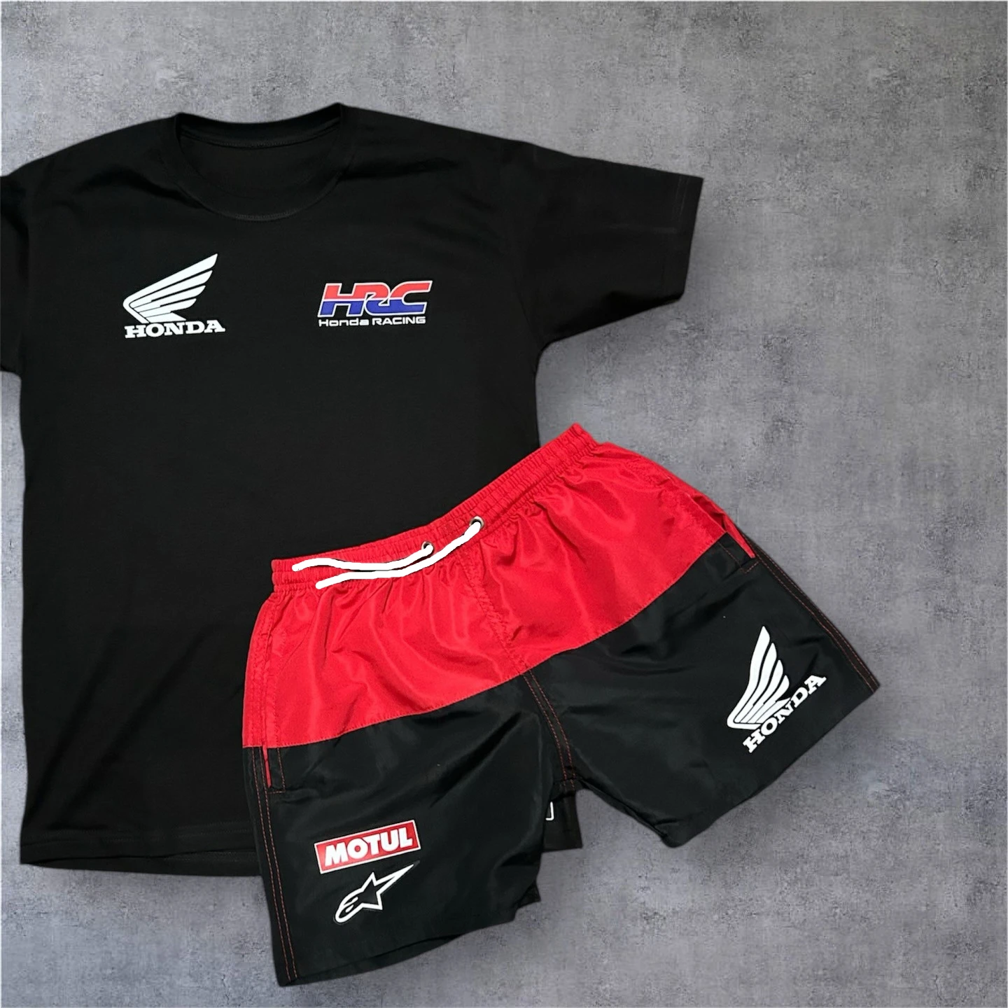 

Новый спортивный комплект 2026 года для мужчин: футболка и шорты для мотокросса Honda Racing Team, быстросохнущие, дышащие, увеличенного размера