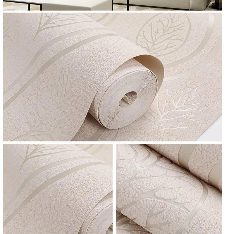 หนังกวางกํามะหยี่ไม่ทอวอลล์เปเปอร์ไม่ติดด้วยตนเองพื้นหลังผนังห้องนอน 3D สามมิติเส้นหยักวอลล์เปเปอร์
