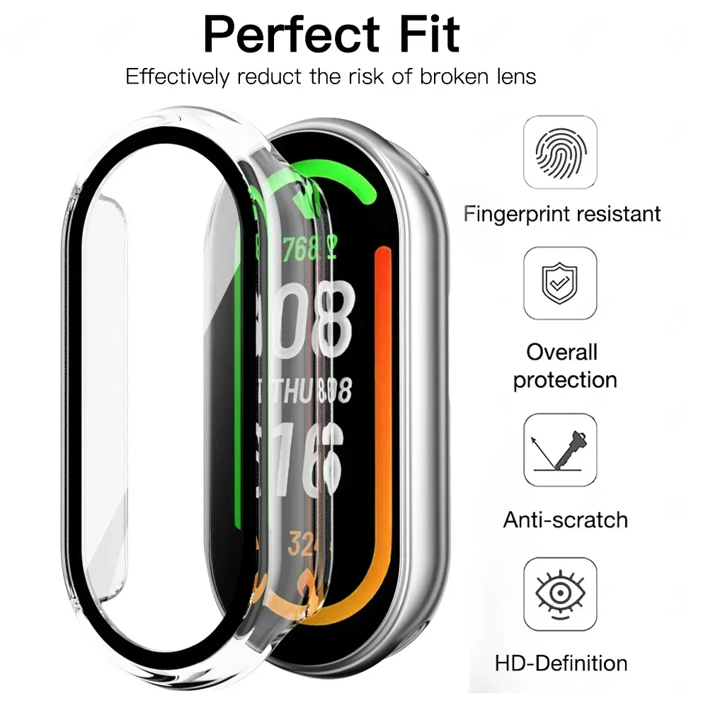 2 in 1 Case Cover with Screen Protector For Xiaomi Mi Band 9 Protective Case Shell+Film Full Coverage Cover Miband 9 Protector