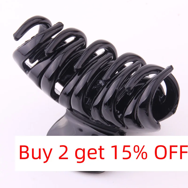 Large Teeth Hair Claw For Women Plastic Black Hair Clips Make Hair Up Solid Black Crab For Hair Hair Accessories 2 Pieces/lot