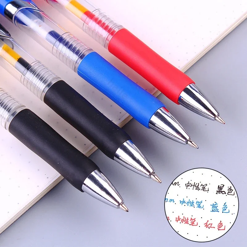 Large Capacity Business Retractable Gel Pens Refills 0.5mm Black blue ink Ballpoint School Student Exam Writing Supplies