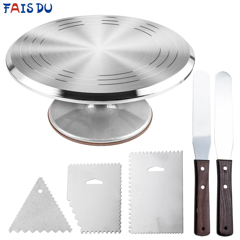 turntable cake decoracao acessorios grupo rotating cake stand tools espatula de metal raspador raspador de pastelaria pcs aco inoxidavel 01