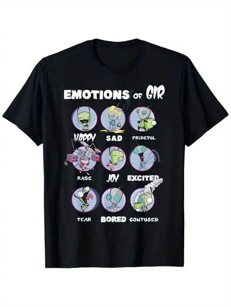 GIR Emotions Graphic T-Shirt - Cotton, Breathable Comfortable, Black Tee All Ages, Perfect For Friends & Family, Sizes 100%