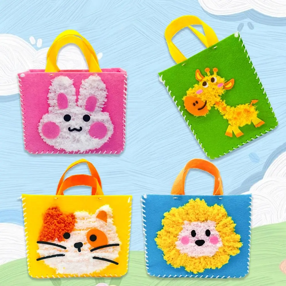 

Creative Plush Animals DIY Felt Animal Bag Soft Yarn Cartoon Handmade Bag Accessories Educational Craft Kits Beginner