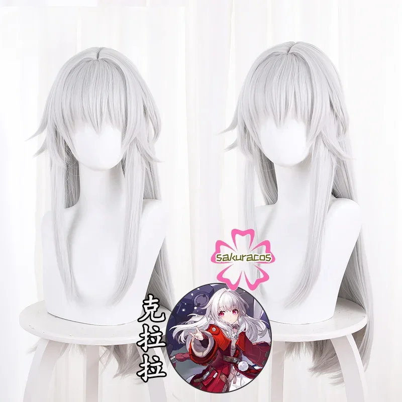 

Clara Cosplay Wig Game Honkai: Star Rail Silver White 70cm Long Straight Heat Resistant Synthetic Hair Anime Wigs + Wig Cap