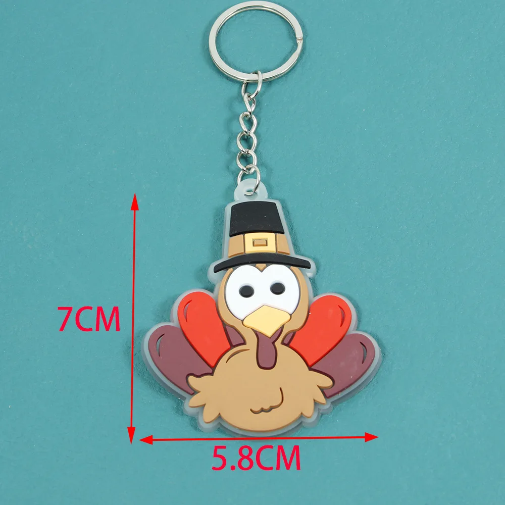 Thanksgiving Chicken Pendant Plastic Keychain Turkey Keyring For Bag Backpack Girls Purse Charm