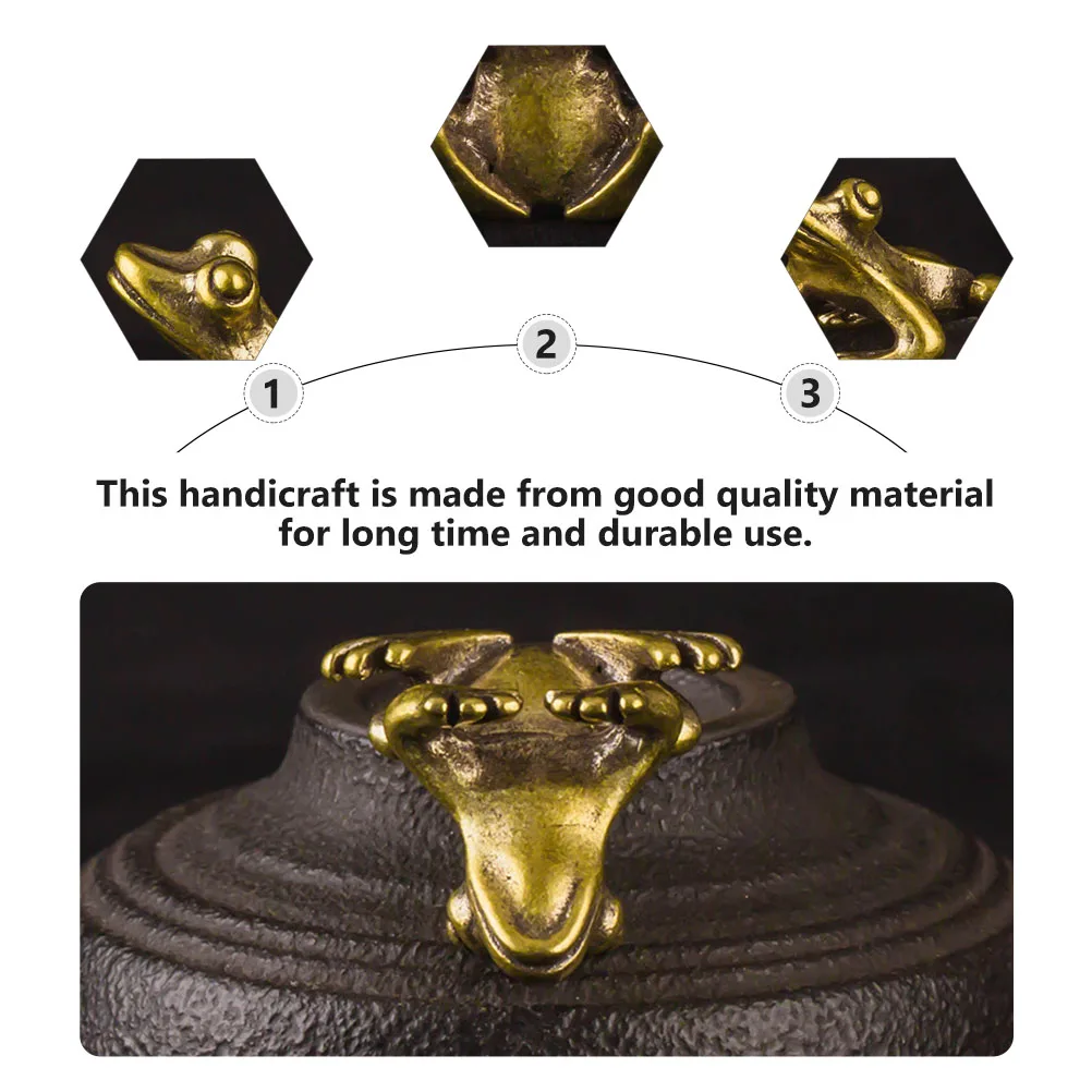 

2 Pcs Bronze Frog Ornaments Decor Garden Tea Pet Mini Sculpture Statues Accessories