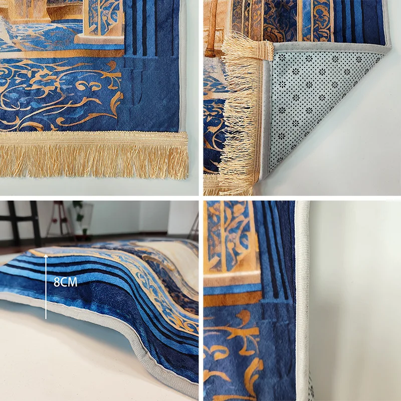 

New Extra Thick 8cm Liturgical Rug Living Room Prayer Velvet Printed Cushion Non Slip Soft Floor Mat