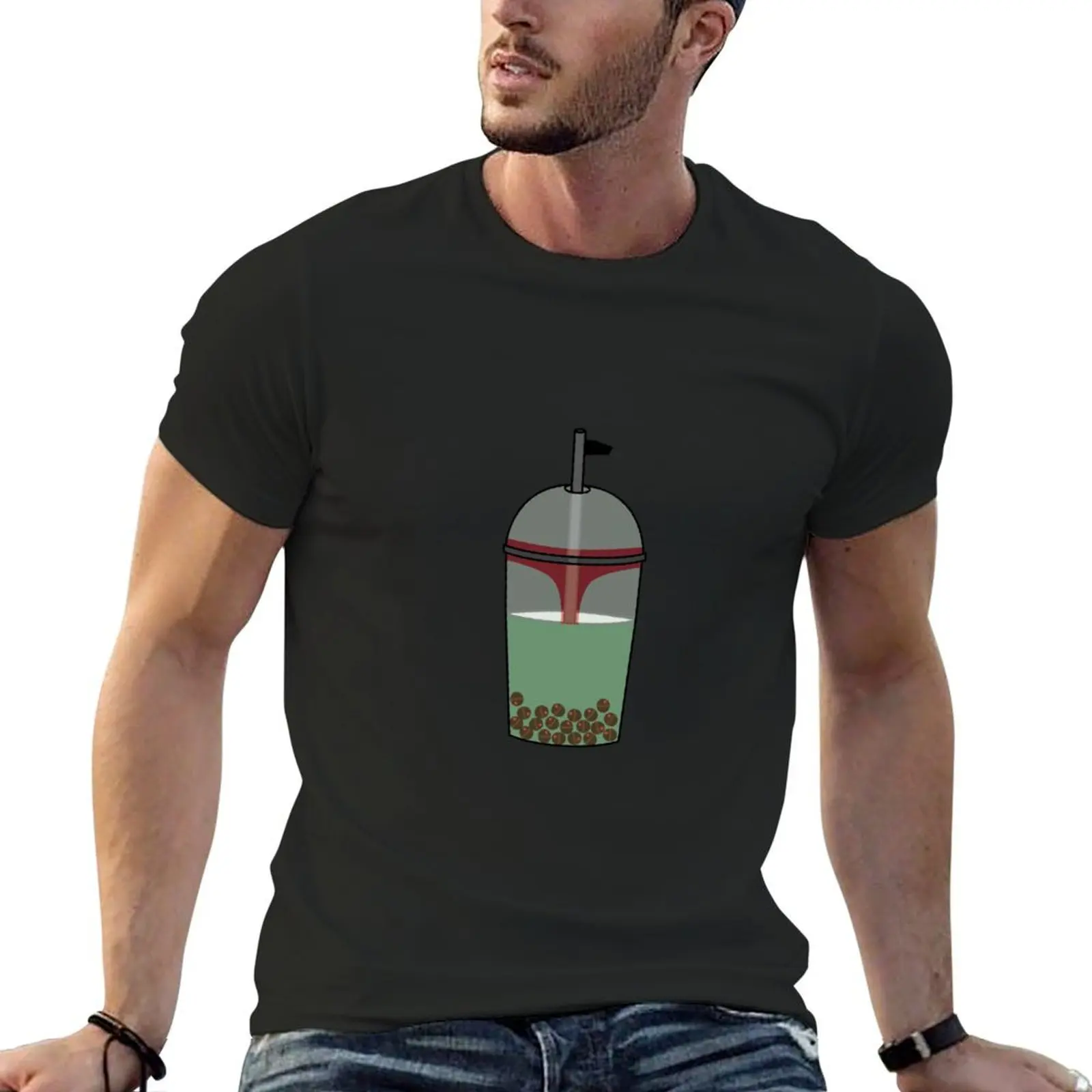 

Boba Tea Fett T-Shirt tops cotton graphic tees mens fashion