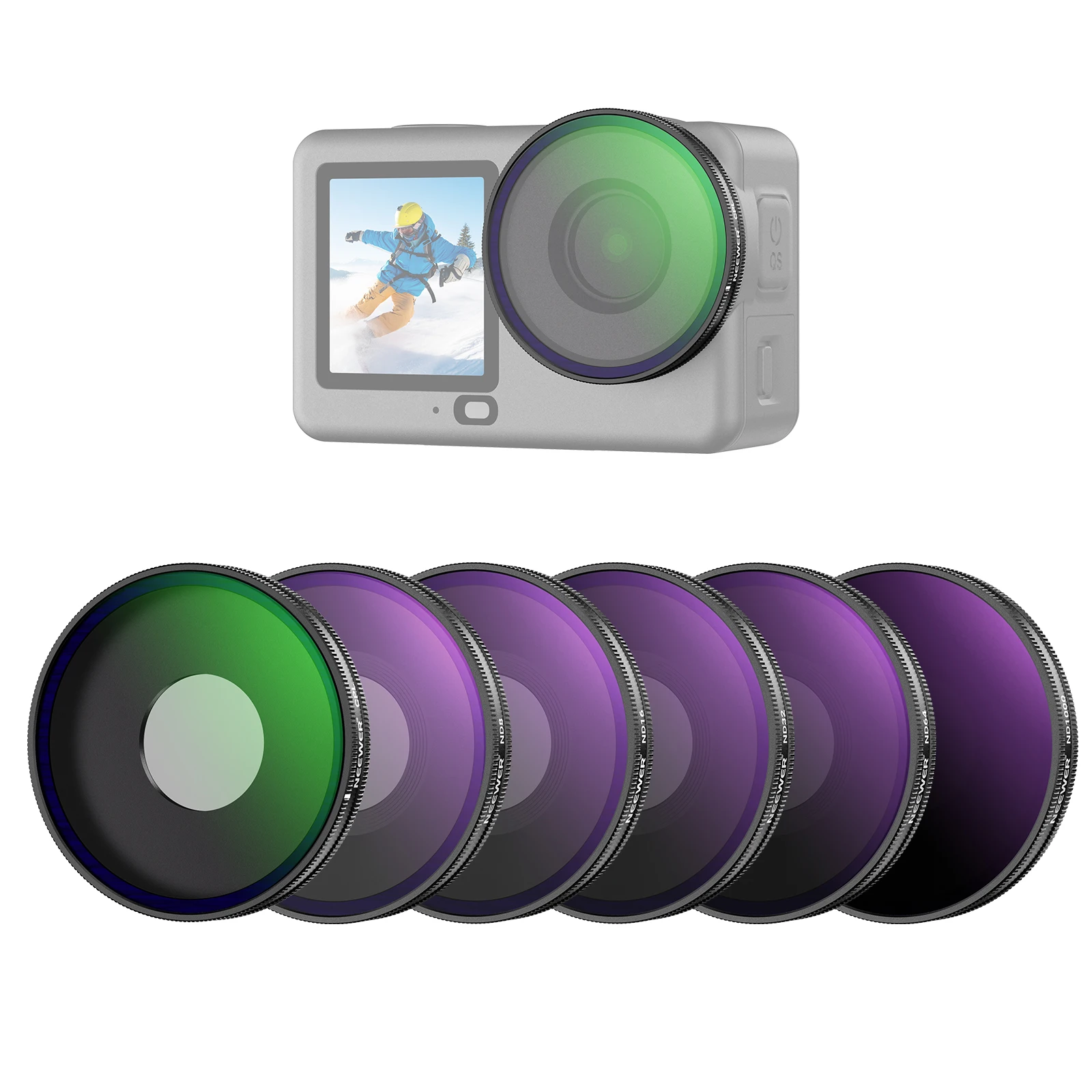 

Набор фильтров NEEWER CPL+ND для DJI Osmo Action 6, круговые поляризационные фильтры ND8/16/32/64/1000, аксессуары для экшн-камер