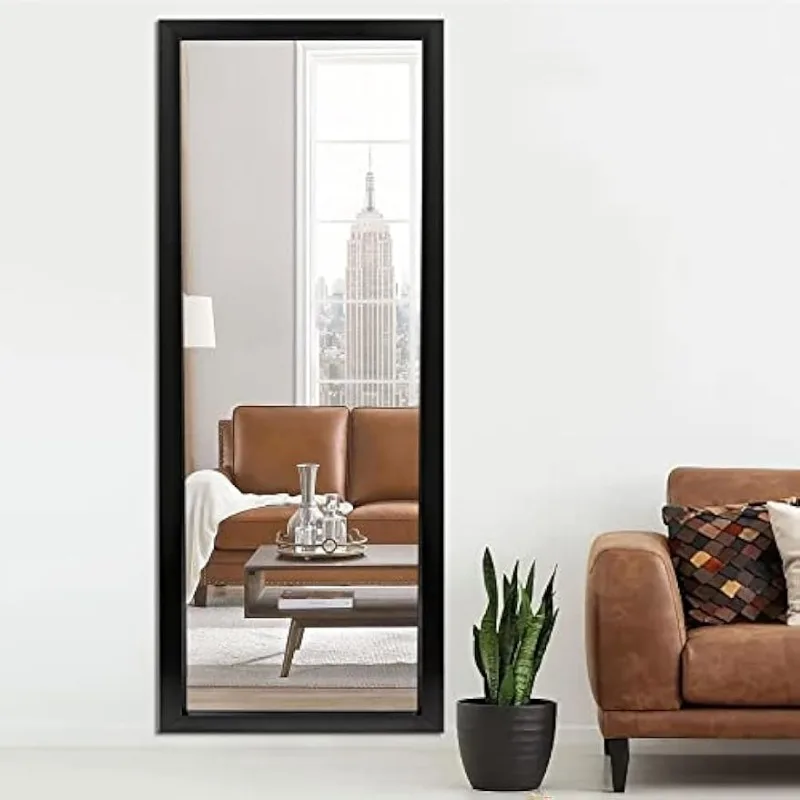 

44" x 18" Over The Door Mirror Full Length Mirror Door Mirror Wall Hanging with 2 Metal Hangers for Bedroom