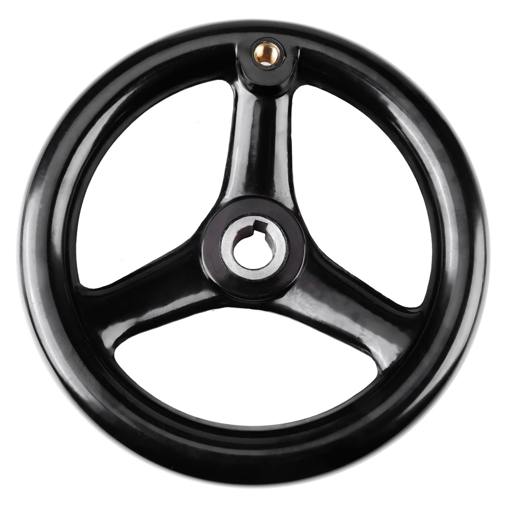 1pc Black 3-spoke Plastic Hand Wheel with Revolving Handle for Milling Machine