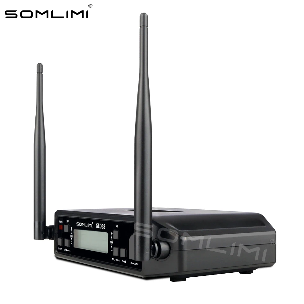 SOMLIMI G24-SLXD58 Metal Handheld Profressional Wireless Microphone 600MHz UHF Automatic Scan 2-channel Stage Performance