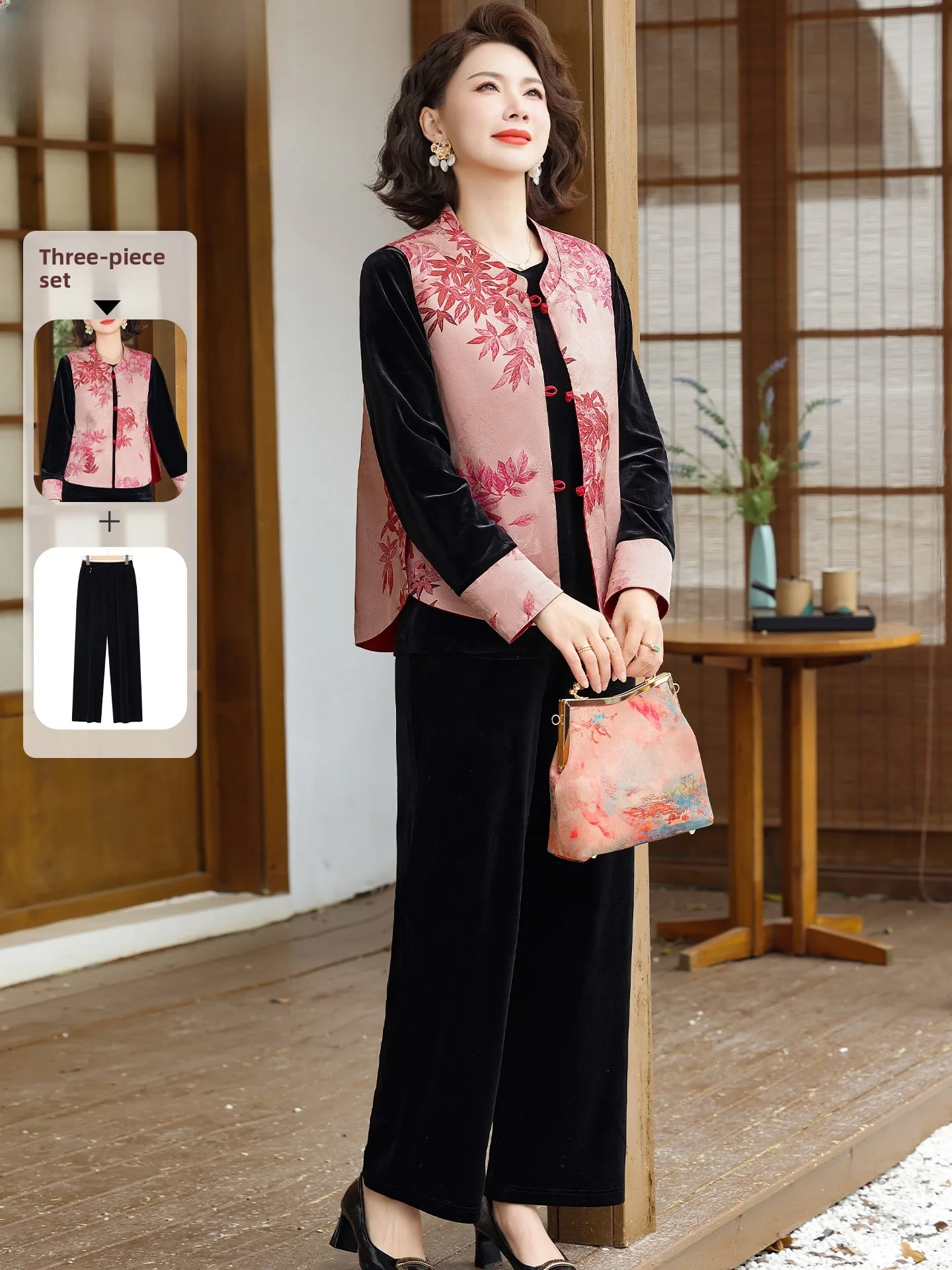 ensemble-trois-pieces-pour-femme-en-velours-dore-style-traditionnel-chinois-nouvelle-collection-printemps-imprime-floral-col-en-v-ouvert