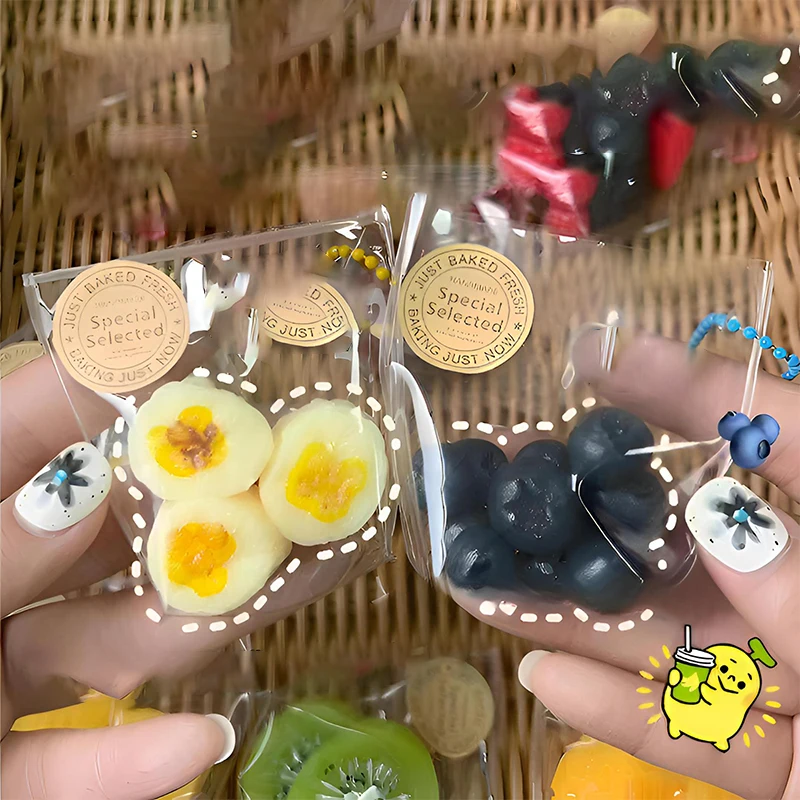 Fruit Toy Kawaii Simulation Stress Relief Sticky TPR Mini Bag Keychain Pendant Relief Super Soft Squeeze Gifts For Kids