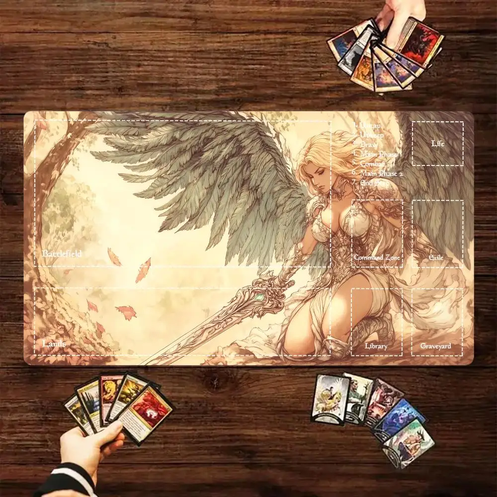 

Warrior Angel Mouse Pad Card Game Mat Large Computer Offices Mousepad XXL Anti-slip for MTG DTCG CCG RPG Trading Cards Desk Mats