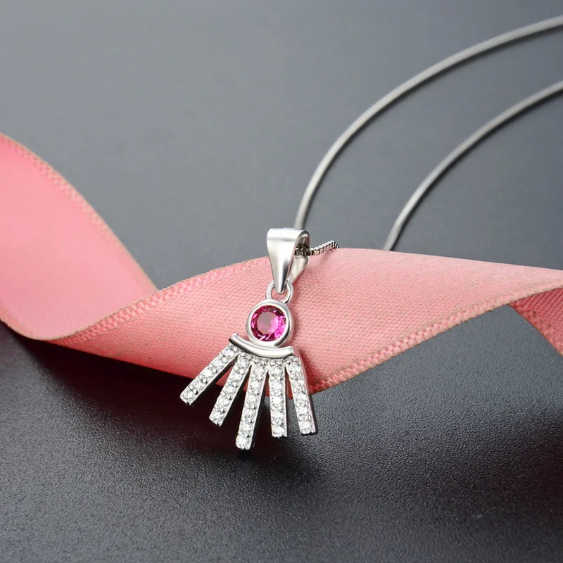 

Dawn's Jewel Japan And South Korea S925 Silver Necklace Women's Small Fresh Fan Crystal Pendant Simple Accessories necklace