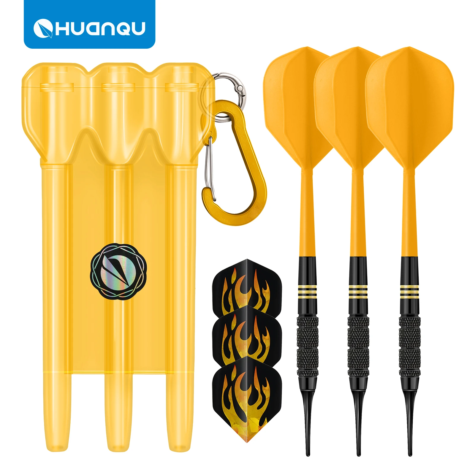 HUANQU 3Pcs Soft Tip Darts Set with Portable Storage Case Extra PET Flights & Tips Electronic Dartboard Accessories
