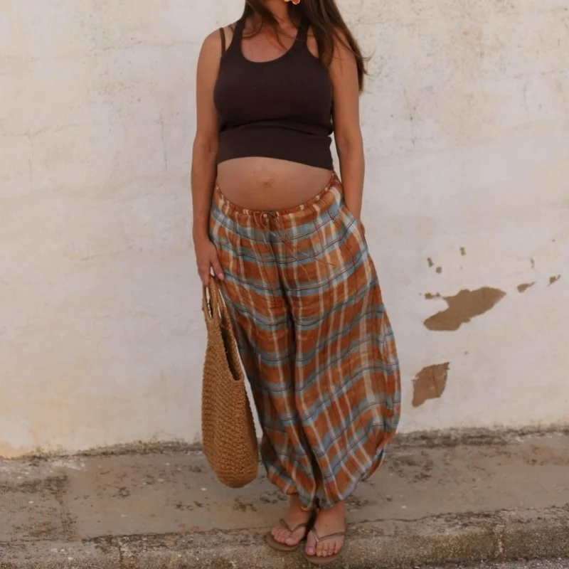 المرأة السراويل الفضفاضة بالون فقاعة مطوي المتضخم البنطلونات واسعة الساق فانوس الحريم البنطلون السراويل