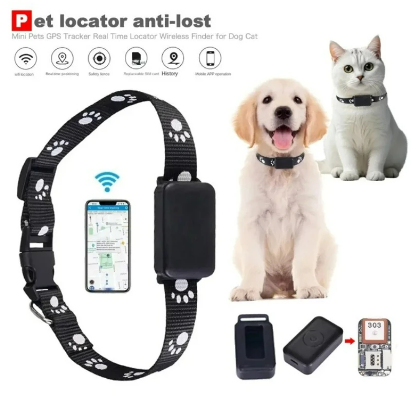 

Mini Smart Gps Tracker Collar for Cats, Waterproof GPS WIFI Locator Two-way Call for Dog Cat Real-Time Anti-lost Tracking Device