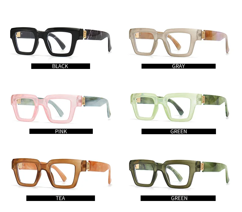 Marke Design Retro Lesebrille für Mann und Frauen Mode Luxus Beine Große Größe Quadratische Presbyopie Brillen Dioptrien 0 bis + 6,0 – Detail 6
