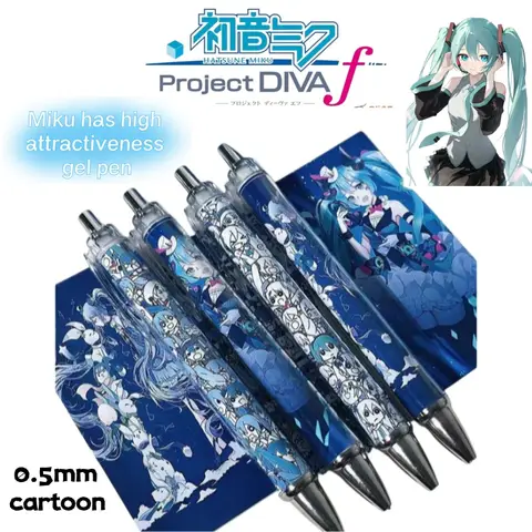 Hatsune Miku cartoon anime merchandise Miku high-quality neutral pen for students 0.5 black signature pen quick-drying click pen