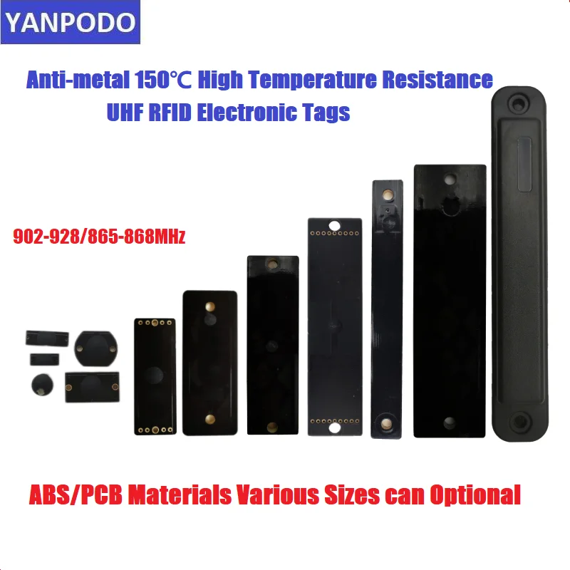 Yanpodo-etiqueta antimetálica UHF RFID de largo alcance, 902-928MHz, 1-25m, resistente a la temperatura, para almacén