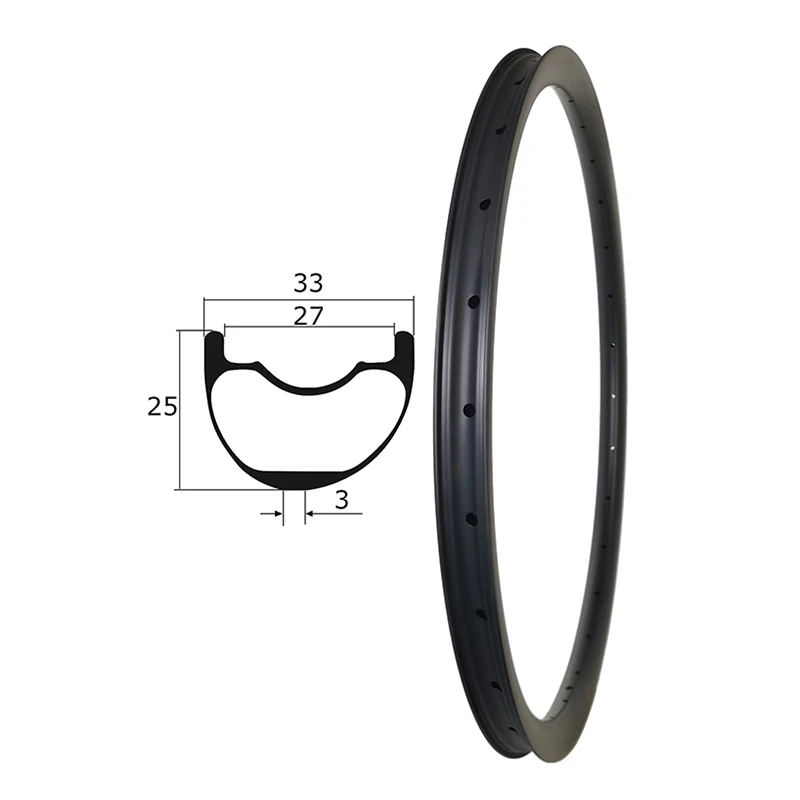 

Bicycle Rim 29er Asymmetric 33mm Width 25mm Depth MTB XC Carbon UD Tubeless Bike Wheel Circle 29inch Cross Country Mountain Bike