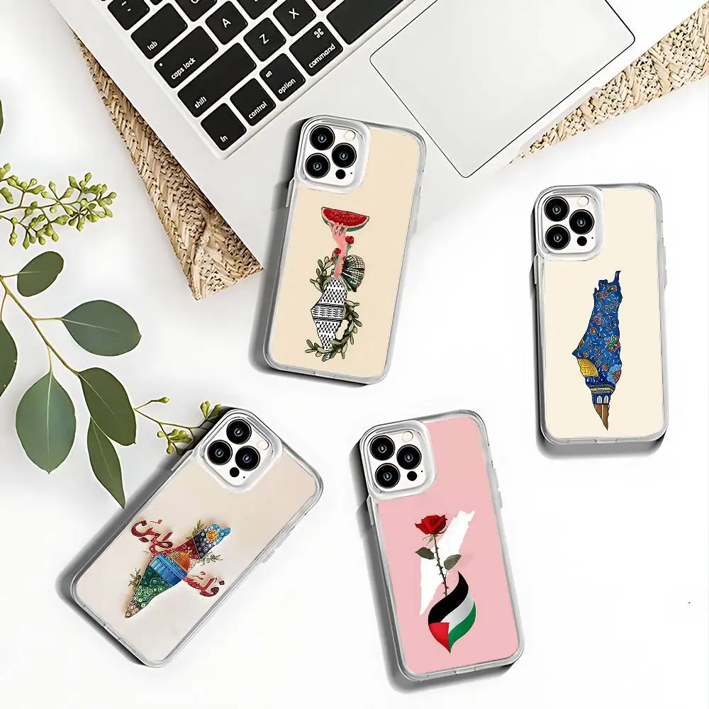 

Keffiyeh P-PalestineS-Flowers Phone Case For iPhone 17,16,15,14,13,12,11 Pro,Max,Plus,X,XS,XR,SE4,E Mini Transparent Soft Cover