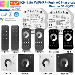 Tuya WIFI S1-B (WT) AC110V-220V Triac LED Wireless RF Dimmer Panel Switch 2.4G Wireless Dimming Remote Controller for Alexa Echo